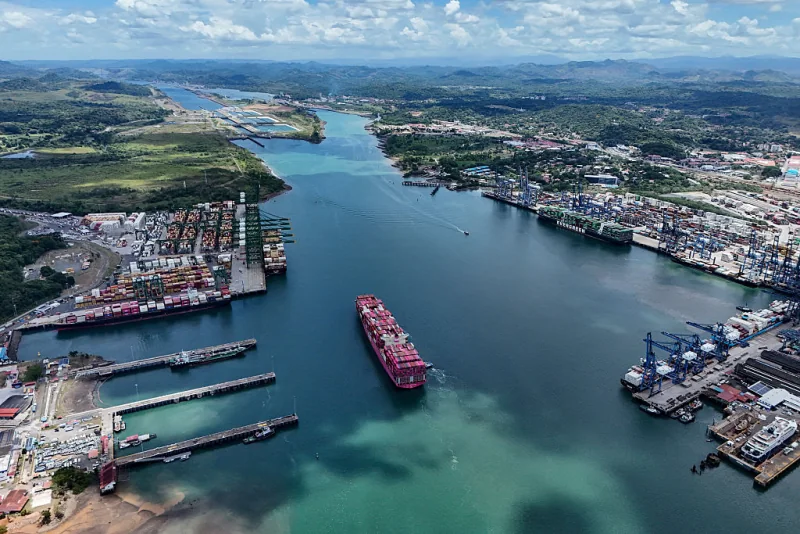 Container ship entering the Panama Canal