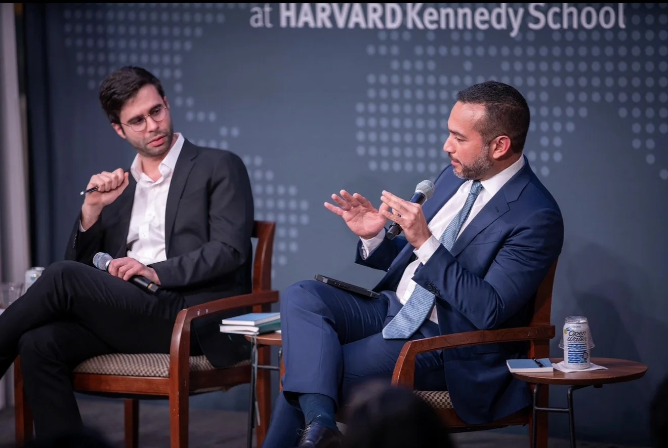 Carlos Ruiz Hernandez in conversation at Harvard Kennedy School.